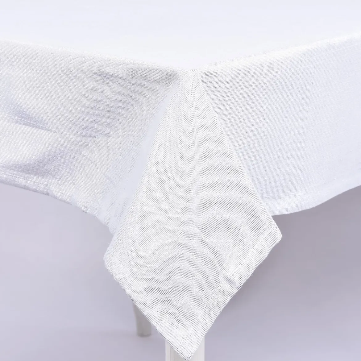 Tischdecke Glamour weiß silberfarbig Lurex 150x250cm