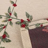 Tischdecke Gobelin Mistelzweige mit Beeren Gitter beige rot grün in versch. Größen von SCHÖNER LEBEN.