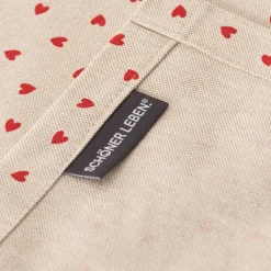 Tischdecke Halbpanama Leinenlook Little Love Heart Herzchen natur rot in versch. Größen von SCHÖNER LEBEN.