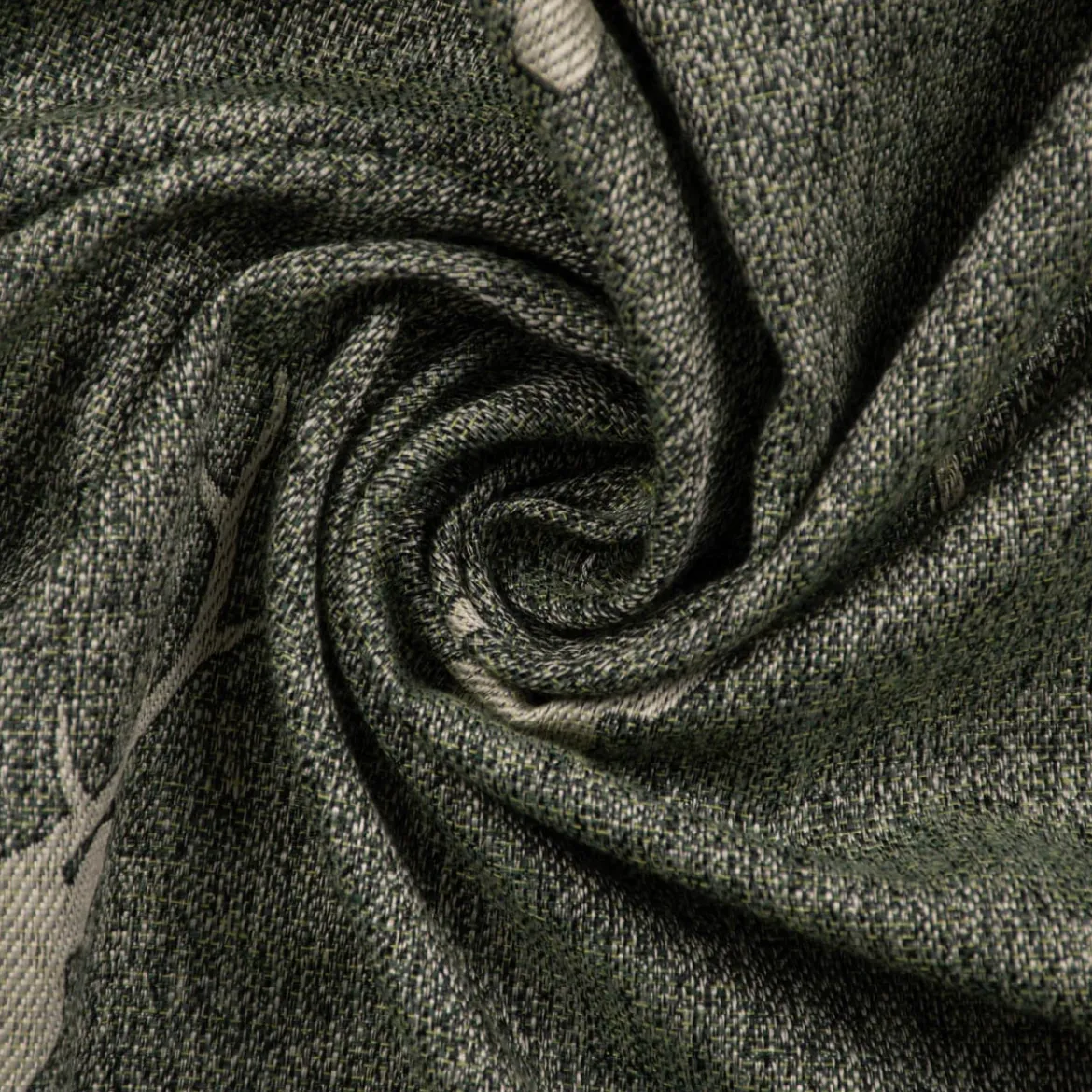 Tischdecke Jacquard Hirschkopf mit Geweih grün beige verschiedene Größen von SCHÖNER LEBEN.