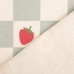 Tischdeckenstoff abwaschbar Canvas beschichtet Karo Obst grün natur rot 1,48m Breite