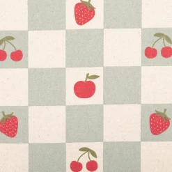 Tischdeckenstoff abwaschbar Canvas beschichtet Karo Obst grün natur rot 1,48m Breite