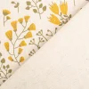 Tischdeckenstoff abwaschbar Canvas beschichtet Blumen Blätter natur lila gelb grün 1,48m Breite