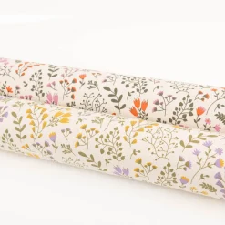 Tischdeckenstoff abwaschbar Canvas beschichtet Blumen Blätter natur lila gelb grün 1,48m Breite