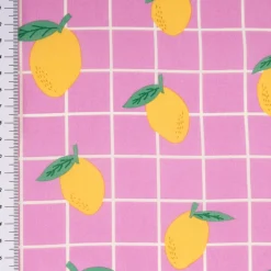 Tischdeckenstoff abwaschbar Baumwollstoff beschichtet Karo Zitrone rosa gelb 1,48m Breite