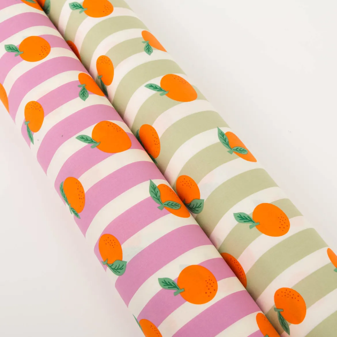 Tischdeckenstoff abwaschbar Baumwollstoff beschichtet Streifen Orangen rosa orange 1,48m Breite