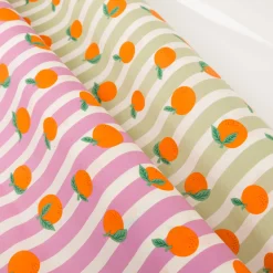 Tischdeckenstoff abwaschbar Baumwollstoff beschichtet Streifen Orangen rosa orange 1,48m Breite