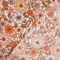 Tischdeckenstoff abwaschbar Baumwollstoff beschichtet Enduit Brigitte Vintage Blumen weiß bunt 1,45m Breite