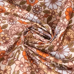 Tischdeckenstoff abwaschbar Baumwollstoff beschichtet Enduit Brigitte Vintage Blumen weiß bunt 1,45m Breite