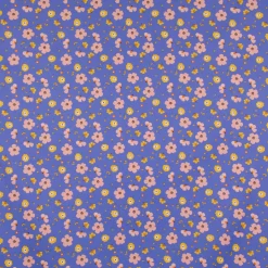 Tischdeckenstoff abwaschbar Baumwollstoff beschichtet Enduit Jela Blüten blau 1,45m Breite