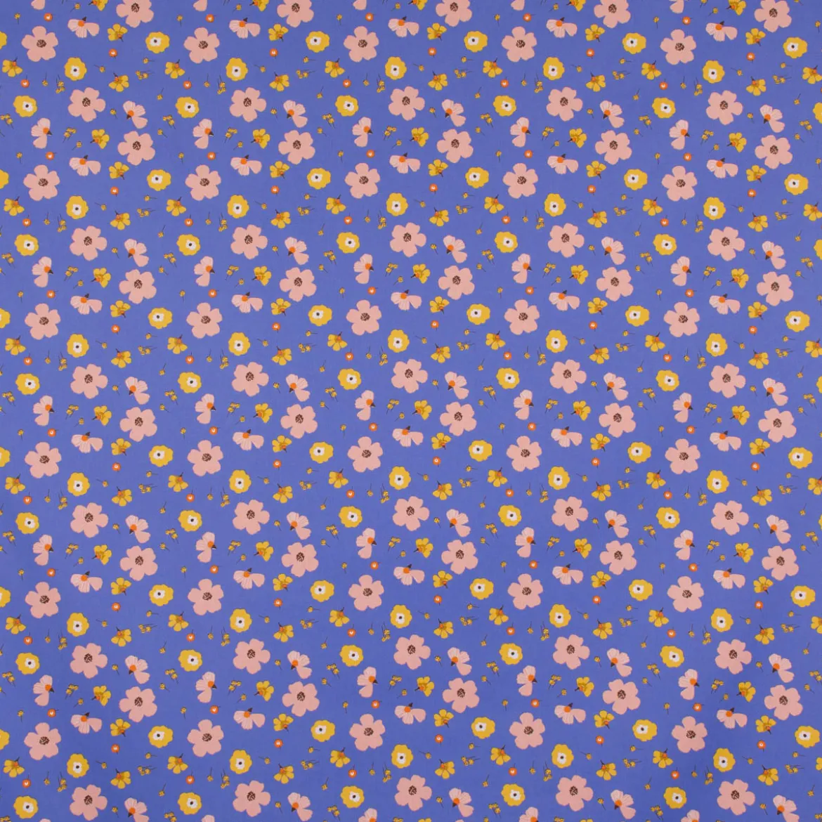 Tischdeckenstoff abwaschbar Baumwollstoff beschichtet Enduit Jela Blüten blau 1,45m Breite