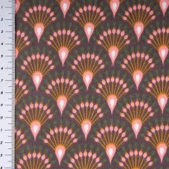 Tischdeckenstoff abwaschbar Baumwollstoff beschichtet Enduit Ginza Art Déco Bogen aubergine 1,45m Breite