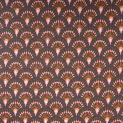 Tischdeckenstoff abwaschbar Baumwollstoff beschichtet Enduit Ginza Art Déco Bogen aubergine 1,45m Breite