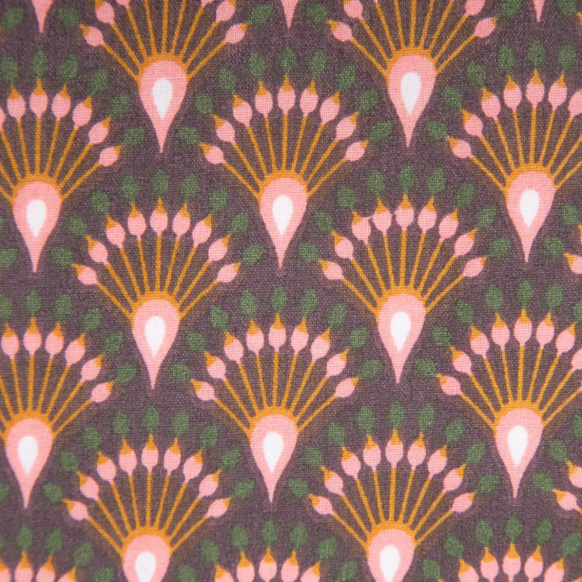 Tischdeckenstoff abwaschbar Baumwollstoff beschichtet Enduit Ginza Art Déco Bogen aubergine 1,45m Breite