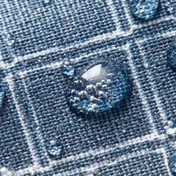 Tischdeckenstoff abwaschbar Baumwollstoff beschichtet Enduit Jules Karo blau weiß 1,45m Breite