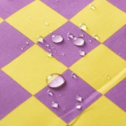 Tischdeckenstoff abwaschbar Baumwollstoff beschichtet Karo Kästchen gelb violett 1,45m Breite