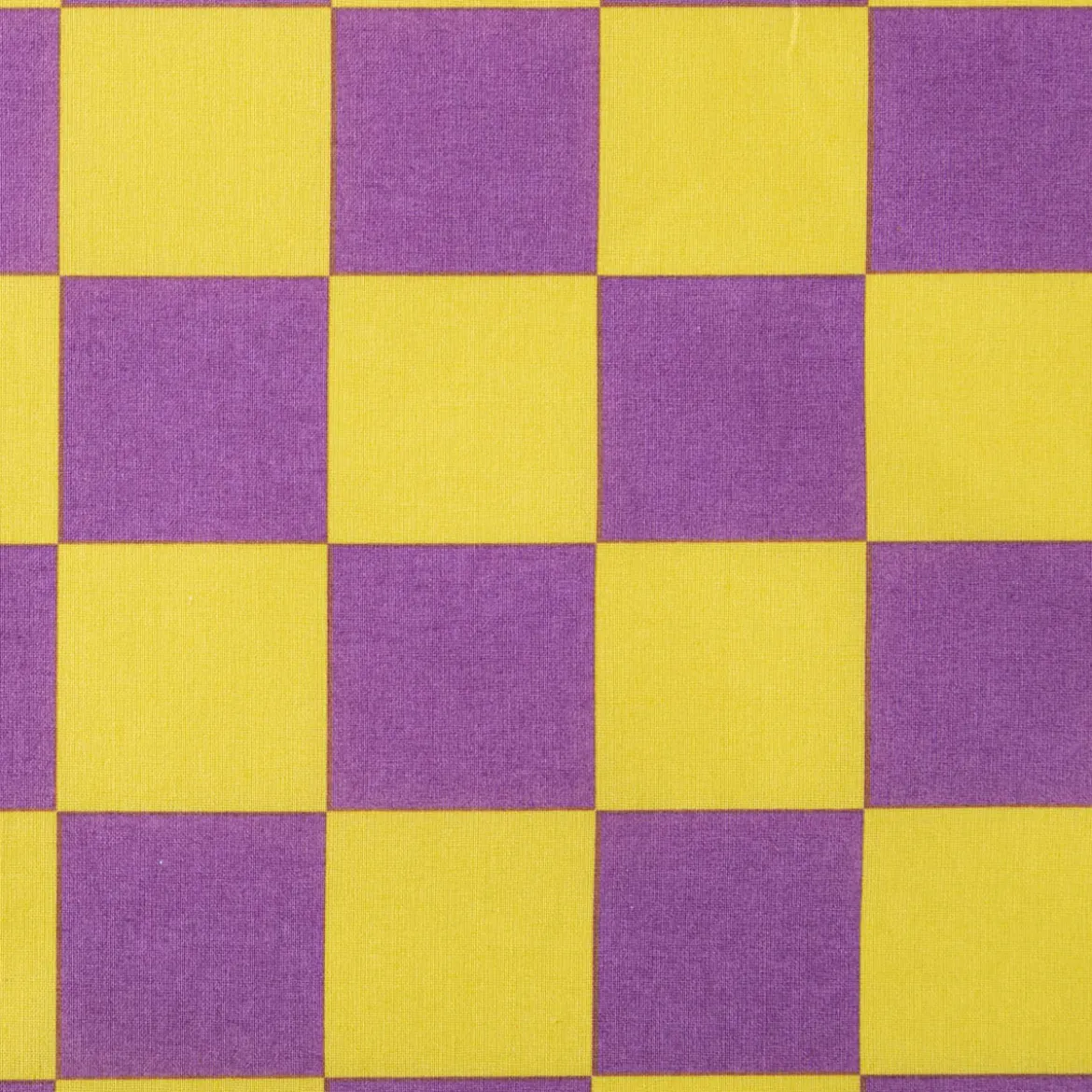 Tischdeckenstoff abwaschbar Baumwollstoff beschichtet Karo Kästchen gelb violett 1,45m Breite