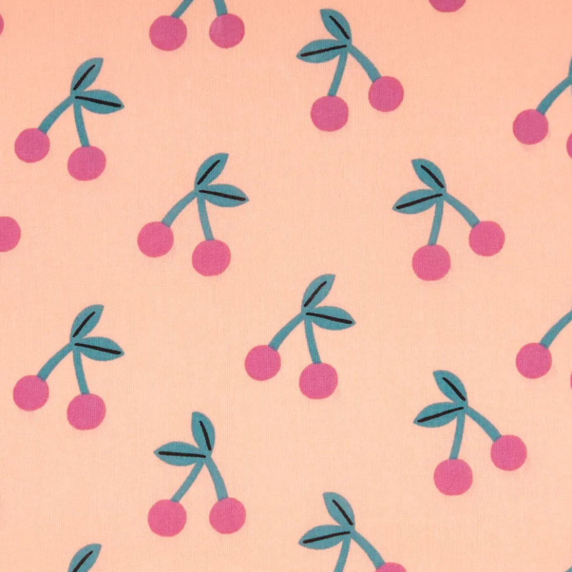 Tischdeckenstoff abwaschbar Baumwollstoff beschichtet Cherries Kirschen peach 1,45m Breite