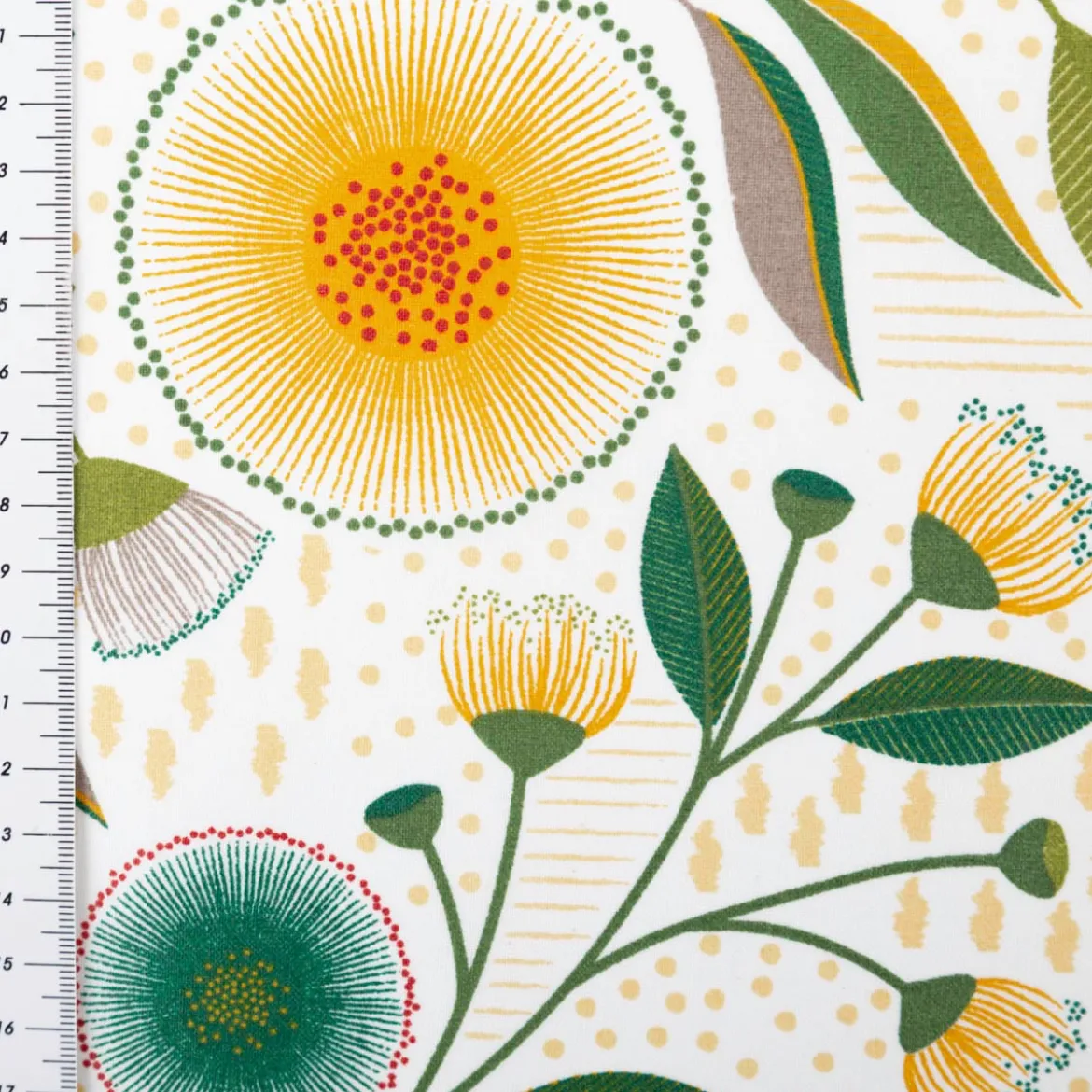 Tischdeckenstoff abwaschbar Baumwollstoff beschichtet Helena Blumen ecru bunt 1,55m Breite