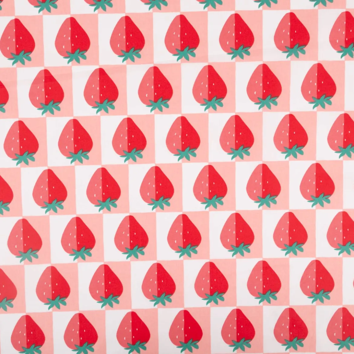 Tischdeckenstoff abwaschbar Baumwollstoff beschichtet Mariguette Erdbeeren rosa-rot 1,45m Breite