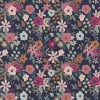 Tischdeckenstoff abwaschbar Baumwollstoff beschichtet Enduit Olga Blumen blau rosa 1,45m Breite