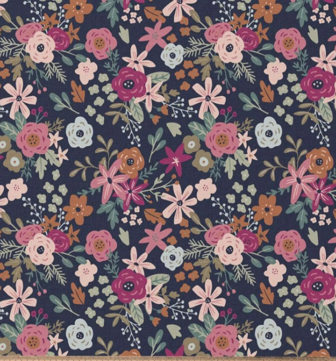 Tischdeckenstoff abwaschbar Baumwollstoff beschichtet Enduit Olga Blumen blau rosa 1,45m Breite