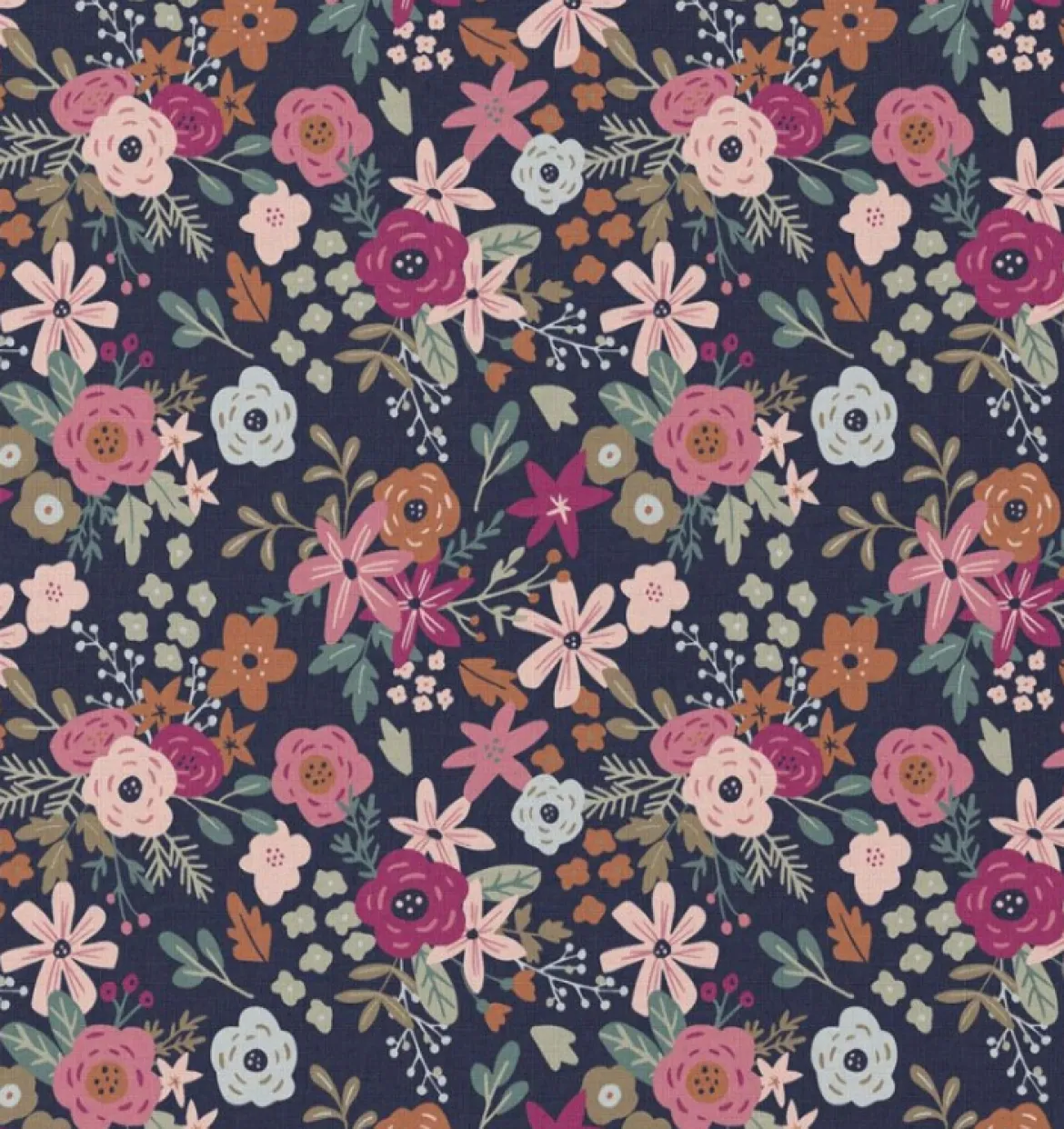 Tischdeckenstoff abwaschbar Baumwollstoff beschichtet Enduit Olga Blumen blau rosa 1,45m Breite