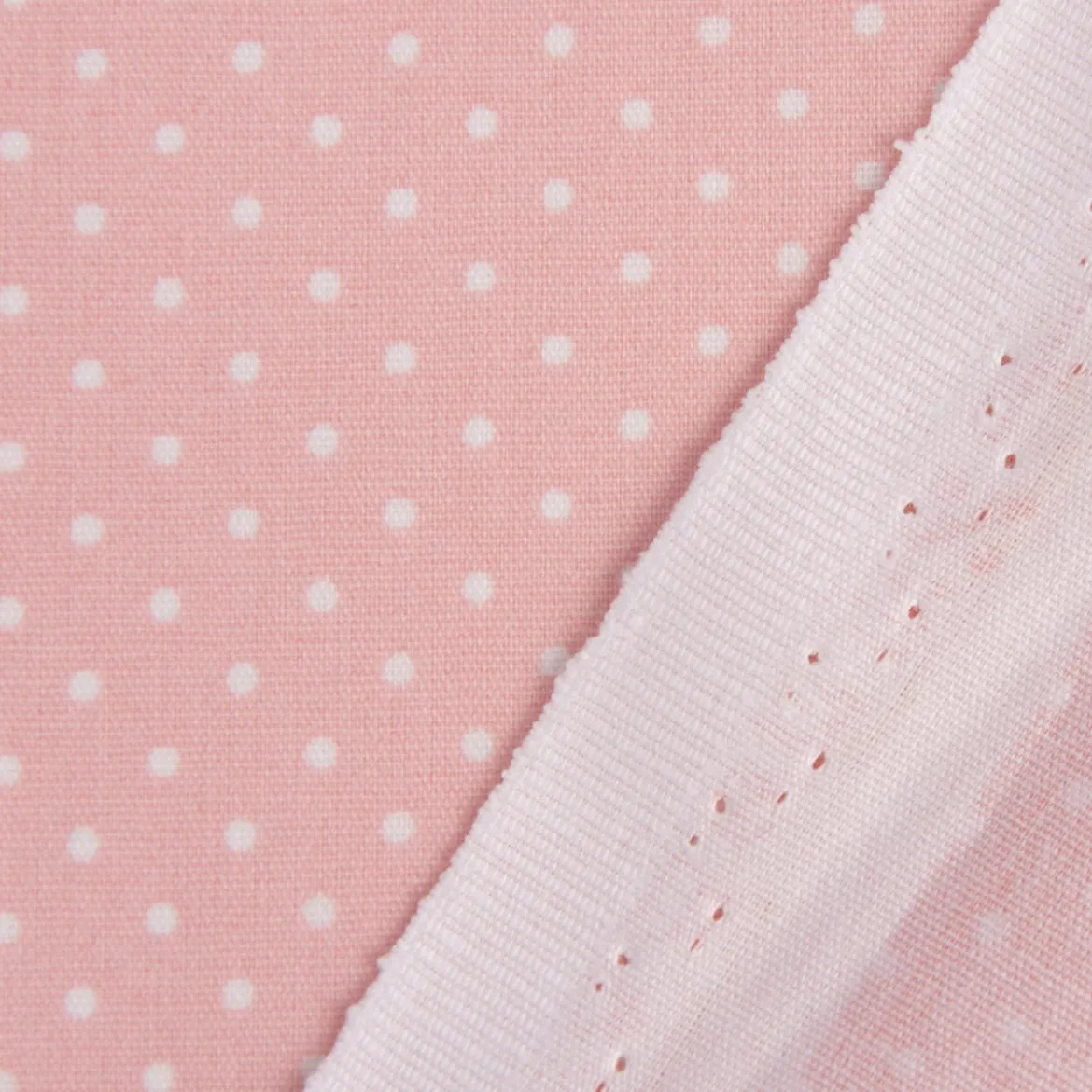 Tischdeckenstoff beschichtete Baumwolle Punkte rosa weiß 1,5m Breite