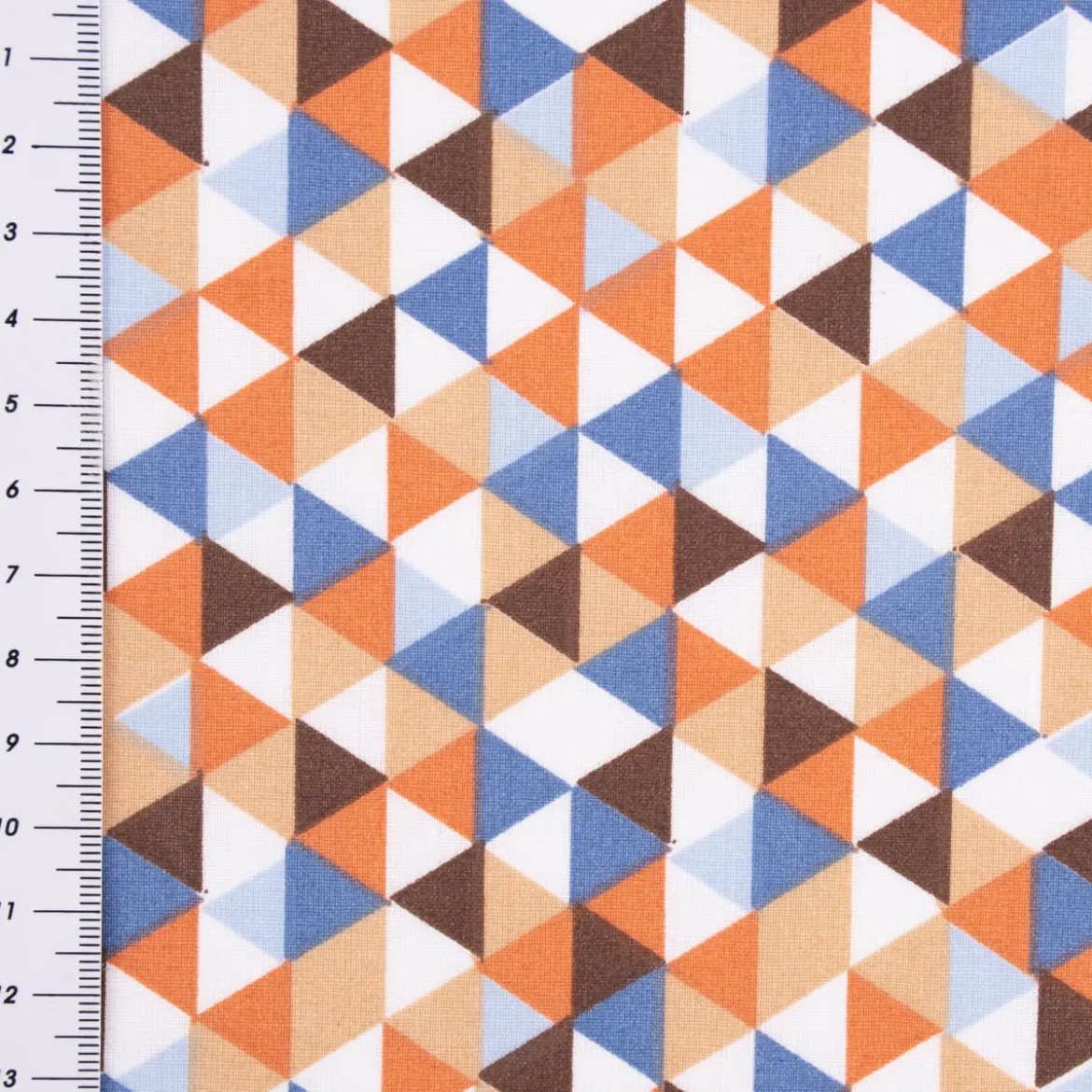 Tischdeckenstoff beschichtete Baumwolle TRIMIA Dreiecke weiß blau bunt 1,45m Breite