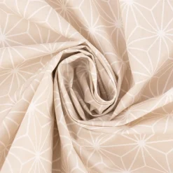 Tischdeckenstoff beschichtete Baumwolle CASUAL Stern Motiv grafisch beige weiß 1,5m Breite