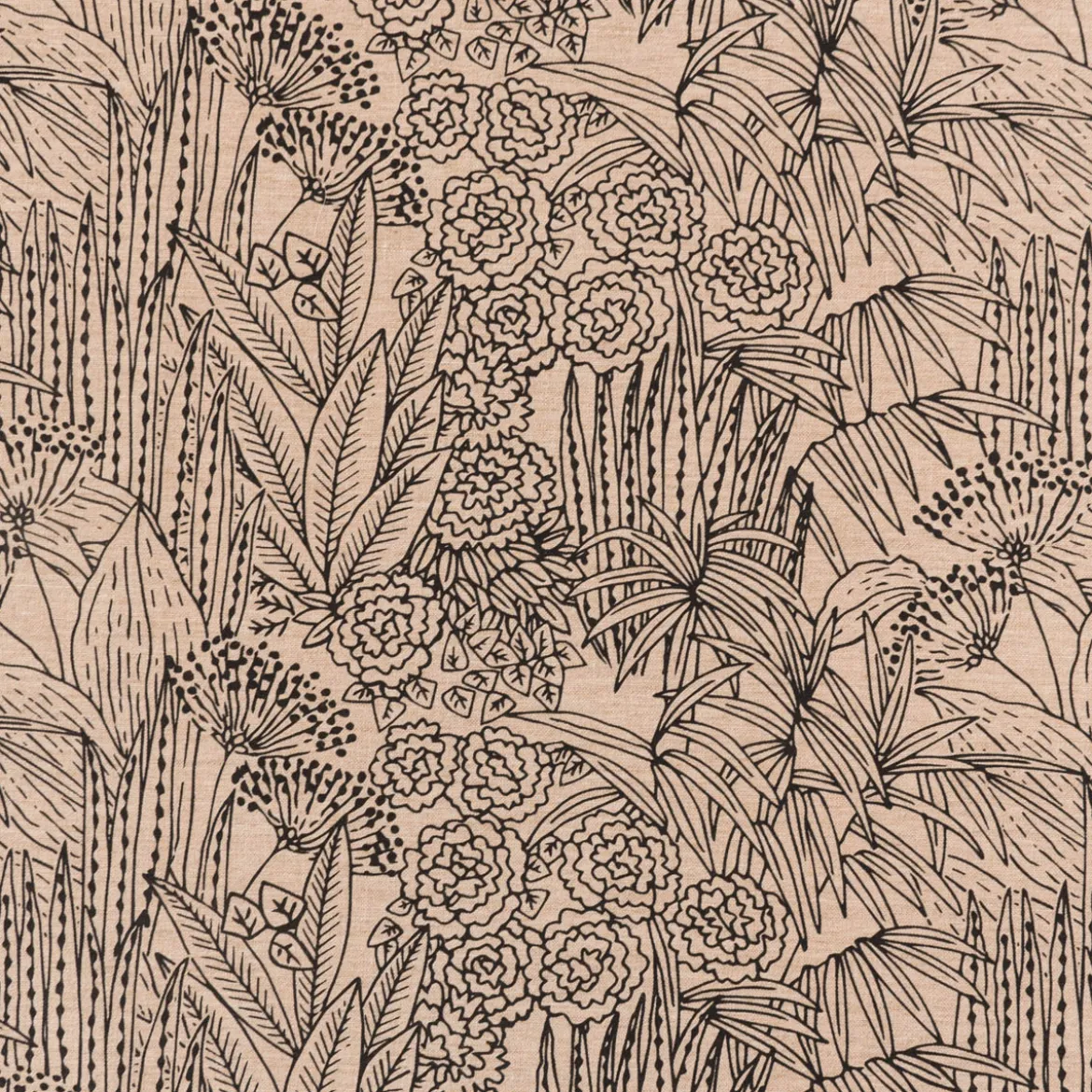 Tischdecke Orphee Botanics Leinenlook natur schwarz in versch. Größen von SCHÖNER LEBEN.