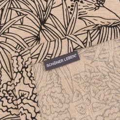 Tischdecke Orphee Botanics Leinenlook natur schwarz in versch. Größen von SCHÖNER LEBEN.