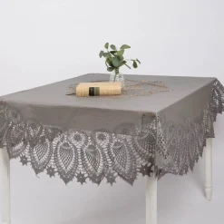 Tischdecke Outdoor Häkelspitze Amira rund dunkelgrau Ø 152cm