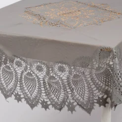 Tischdecke Outdoor Häkelspitze Amira rund dunkelgrau Ø 152cm