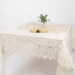 Tischdecke Outdoor Häkelspitze Amira beige 137x180cm