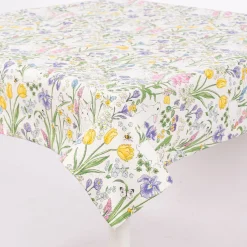 Tischdecke Rabbit Spring Fever Hasen Blumen weiß bunt in versch. Größen von SCHÖNER LEBEN.