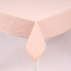 Tischdecke Runa mit Borte rosa goldfarbig 150x200cm