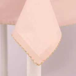 Tischdecke Runa mit Borte rosa goldfarbig 150x250cm