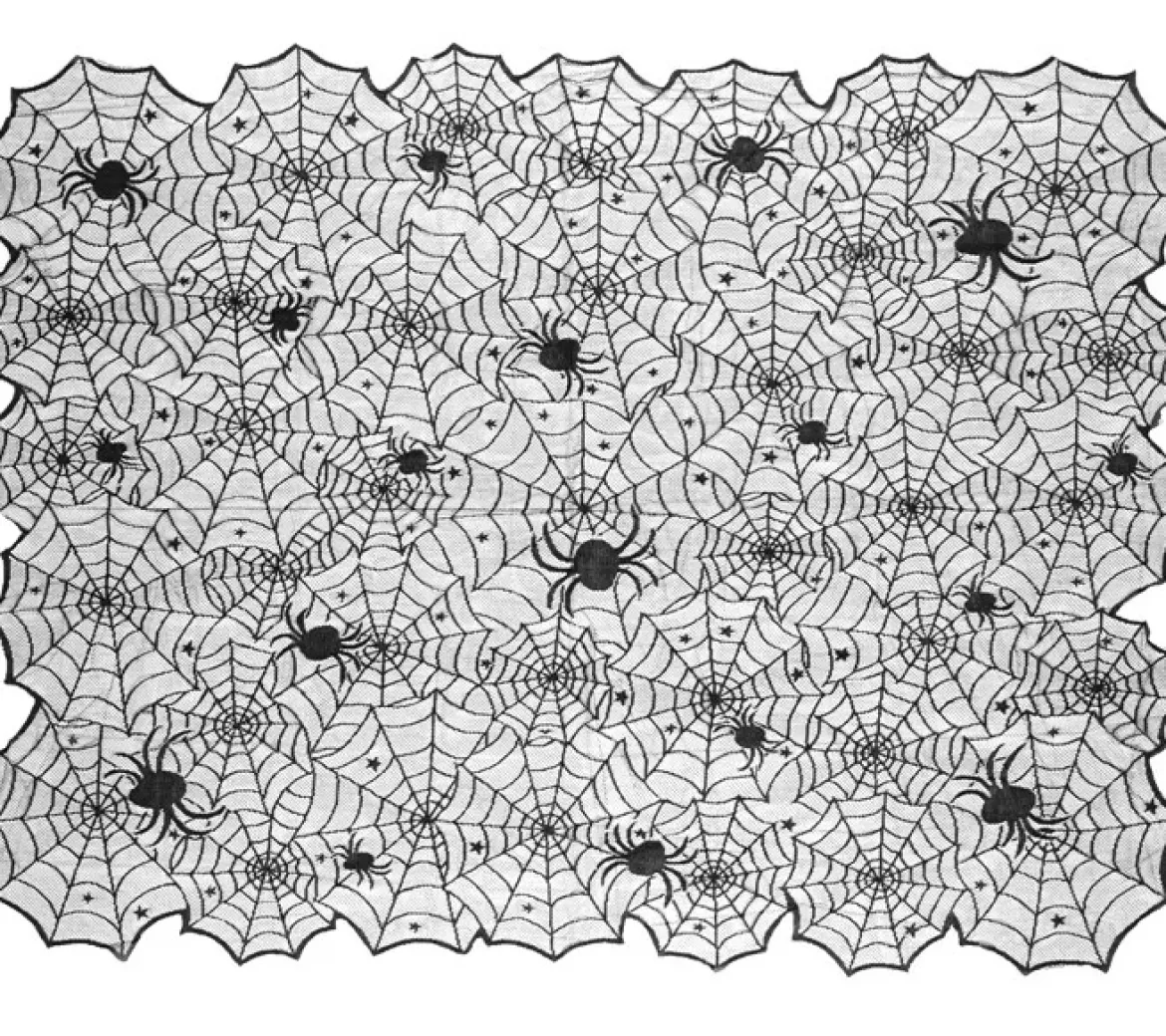Tischdecke Spinnennetz für Halloween in Schwarz 135x180cm