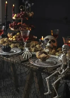 Tischdecke Spinnennetz für Halloween in Schwarz 135x180cm