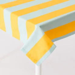 Tischdecke Streifen hellblau gelb in versch. Größen von SCHÖNER LEBEN.