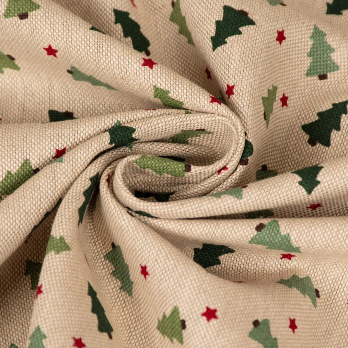 Tischdecke XMAS Tree Weihnachtsbaum Tanne im Leinenlook natur grün verschiedene Größen von SCHÖNER LEBEN.