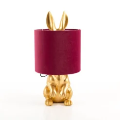 Tischlampe Kaninchen 20x42cm mit Samtschirm goldfarbig bordeauxrot von Clayre & Eef