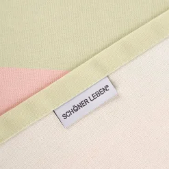 Tischläufer aus Baumwolle mit Streifen Pistazie Rosa 40x160cm von SCHÖNER LEBEN.