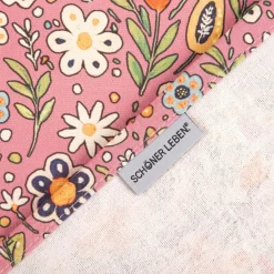 Tischläufer aus Baumwolle mit Blumen und Tauben rosa bunt 40x160cm von SCHÖNER LEBEN.