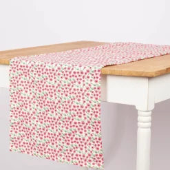 Tischläufer aus Baumwolle mit Mini Blumen weiß pink 40x160cm von SCHÖNER LEBEN.