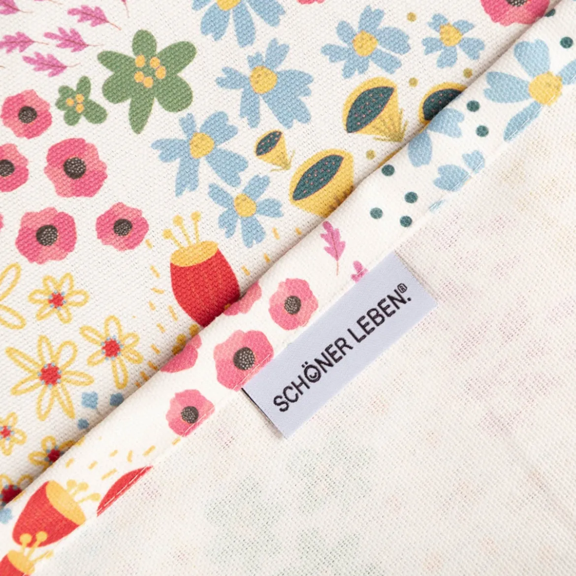 Tischläufer aus Baumwolle mit Mini Blumen weiß bunt 40x160cm von SCHÖNER LEBEN.