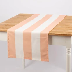 Tischläufer aus Baumwolle mit Streifen peach ecru 40x160cm von SCHÖNER LEBEN.
