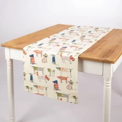 Tischläufer Baumwolle Hunde beige bunt 40x160cm von SCHÖNER LEBEN.