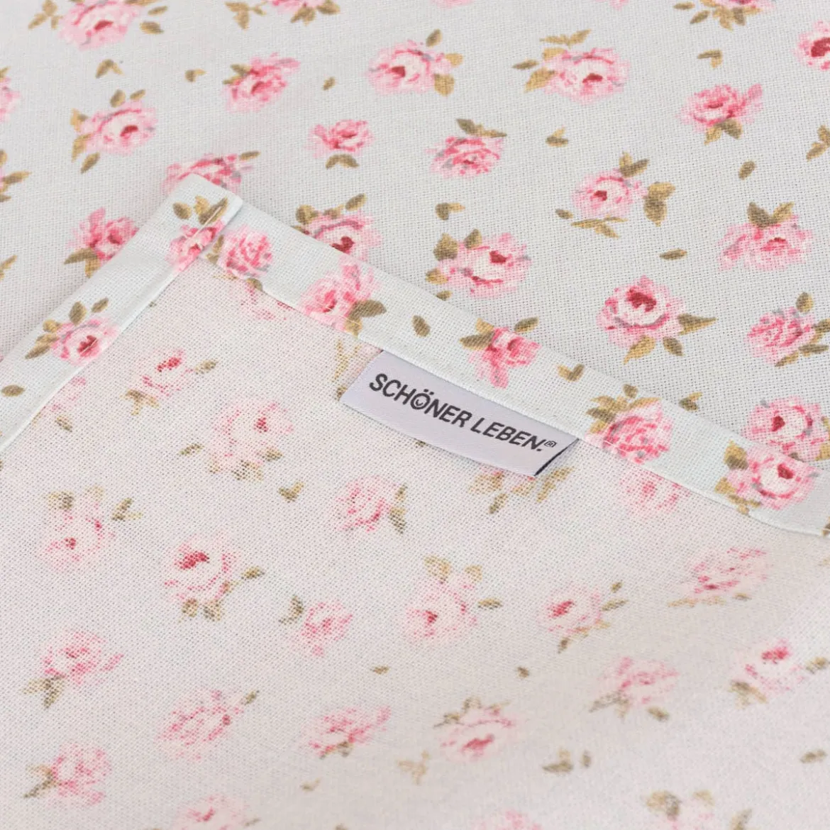 Tischläufer Classic Little Rose Rosenblüten hellblau rosa 40x160cm von SCHÖNER LEBEN.